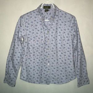Womens Eddie Bauer Button Up in Blue w pattern, XS